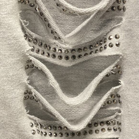 Vocal Distressed Joggers Grey Sweatpants Silver Studs S - Picture 3 of 5